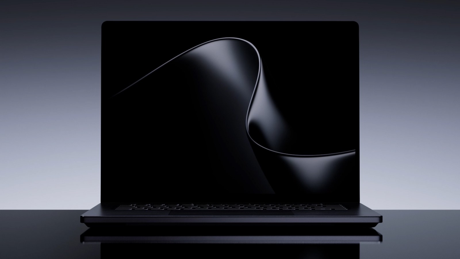 Prednji pogled na Surface Laptop Ultra u studijskom kadru ističe zaslon, tanki okvir i široku bazu tipkovnice.