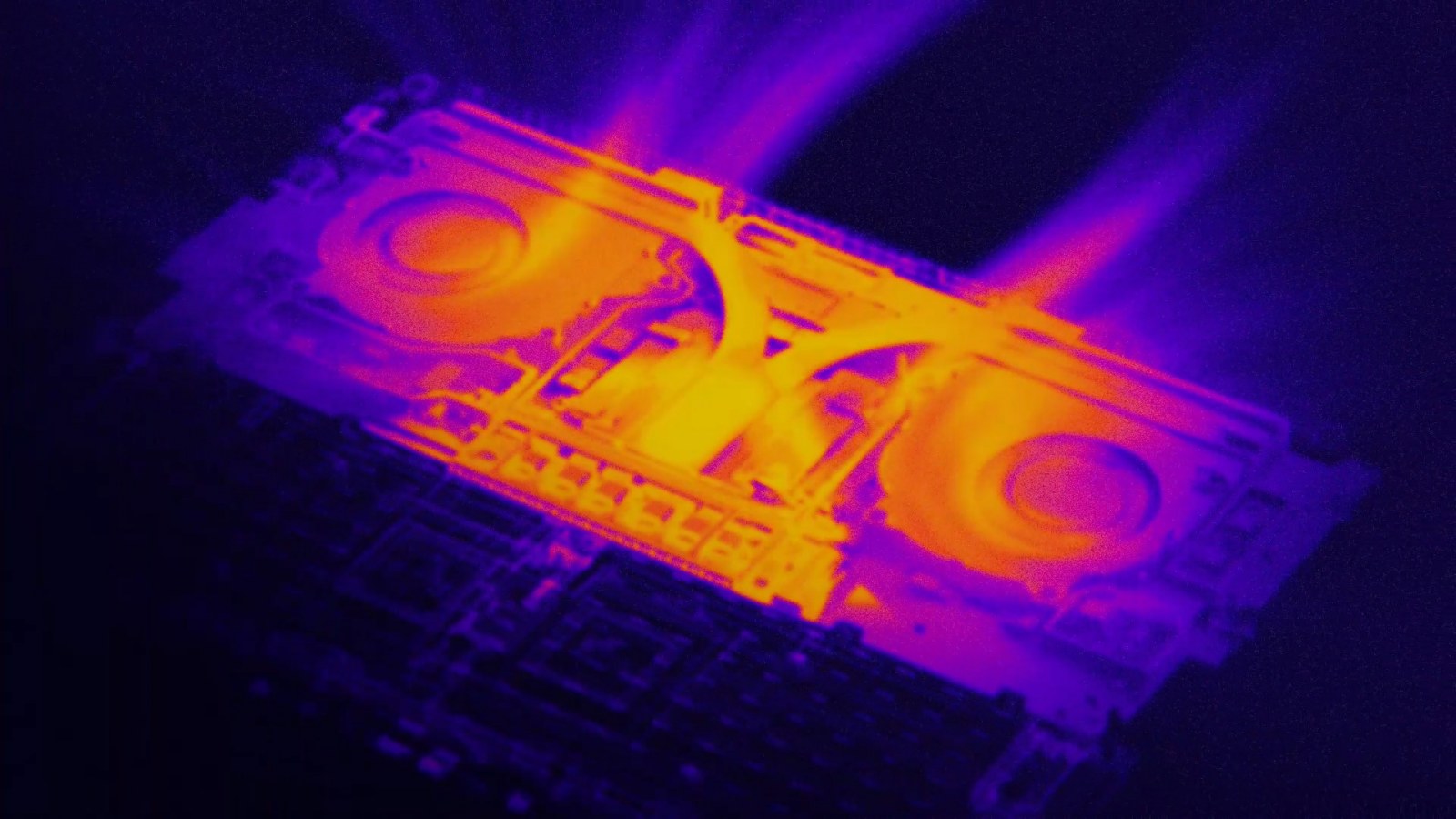 Termalni prikaz unutrašnjosti prikazuje raspored hlađenja s dva ventilatora, u kontekstu snažnog Surface Laptop Ultra hardvera.