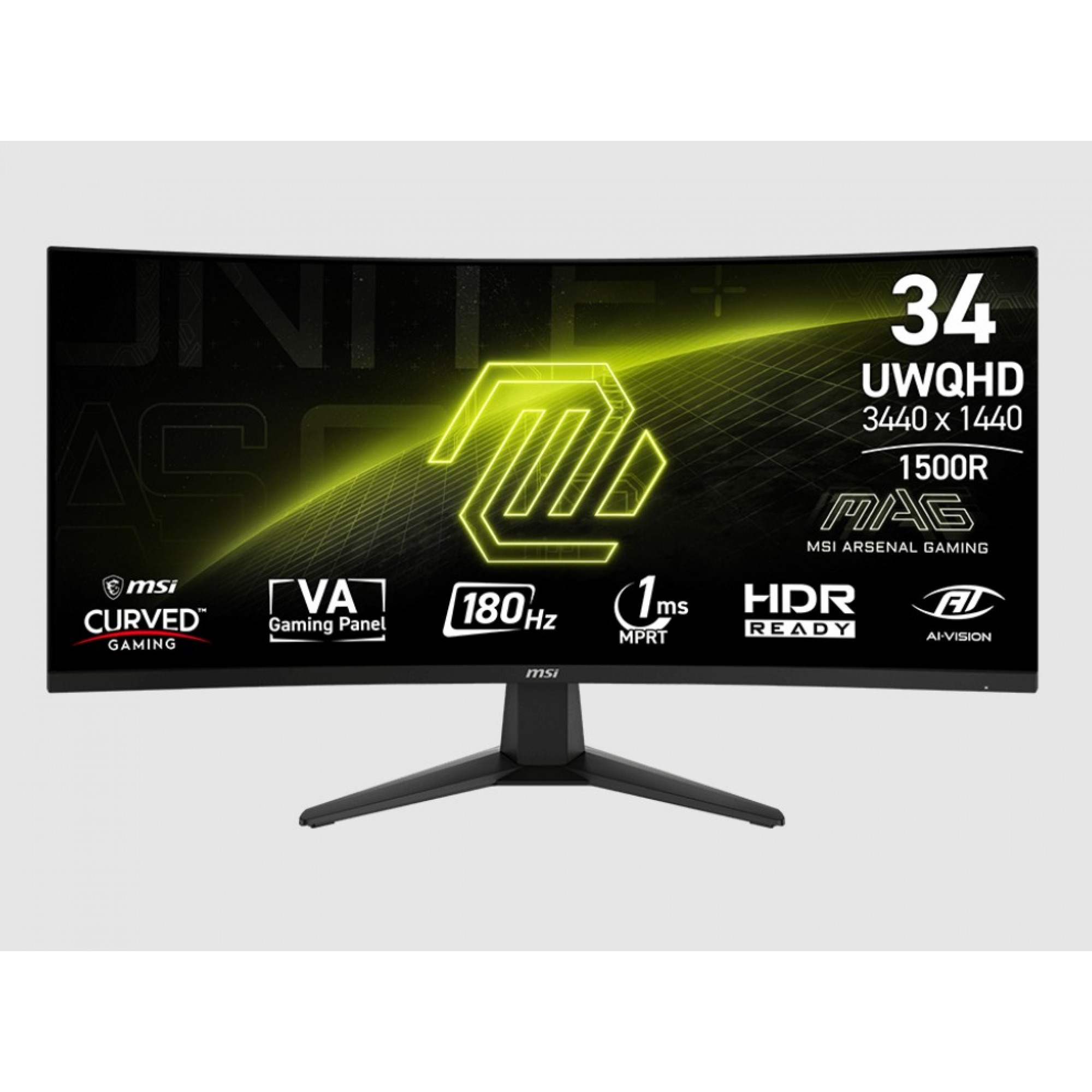 Monitor 34" MSI MAG 346CQ UWQHD VA 180Hz 300nits 1ms 2xHDMI DP TILT Gaming Zakrivljeni
