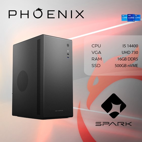 Računalo desktop Phoenix SPARK X-100 Intel Core i5 14400 16GB DDR5 500GB NVMe 500W FreeDOS