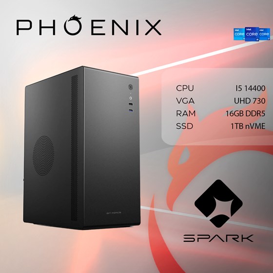 Računalo desktop Phoenix Spark X-103 Intel Core i5 14400 16GB DDR5 1TB NVMe SSD 500W FreeDOS